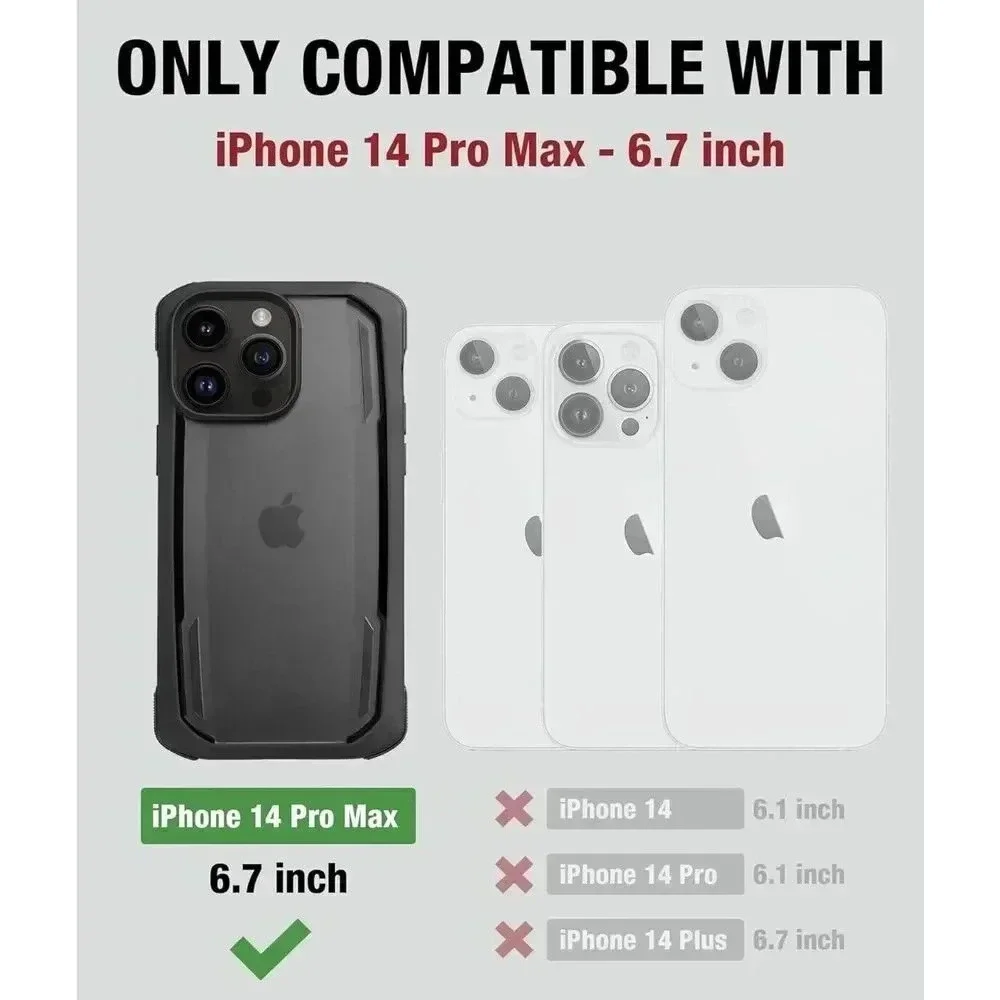 RAPTIC Secure Case for iPhone 14 Pro Max 6.7” Charcoal With Clear‎ Frosted Back